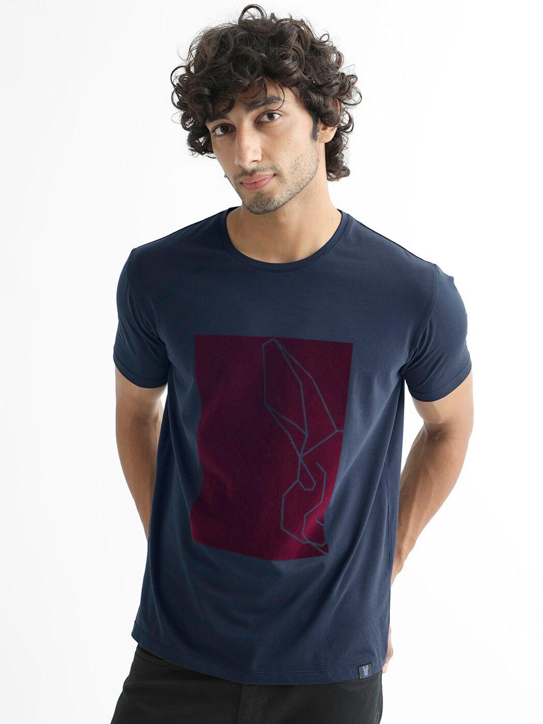 rare rabbit graphic printed cotton slim fit t-shirt