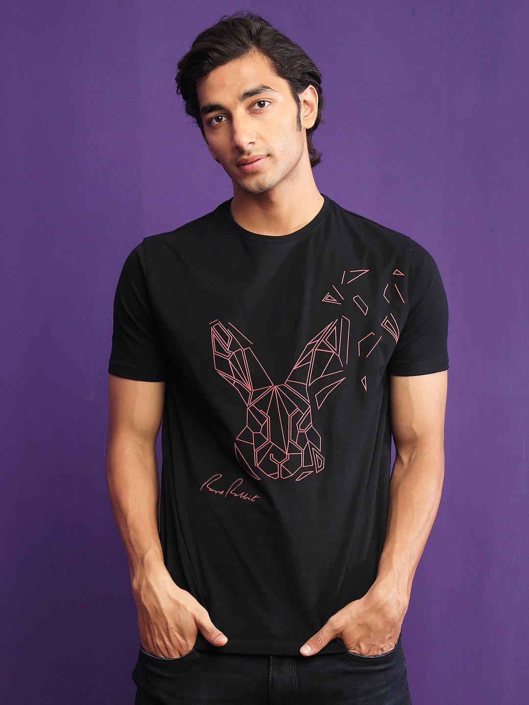 rare rabbit graphic printed cotton t-shirt