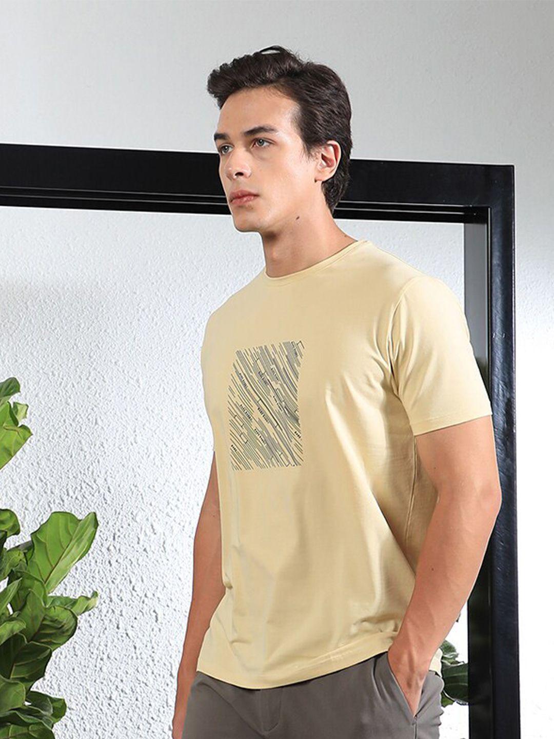 rare rabbit graphic printed round neck slim fit cotton t-shirt