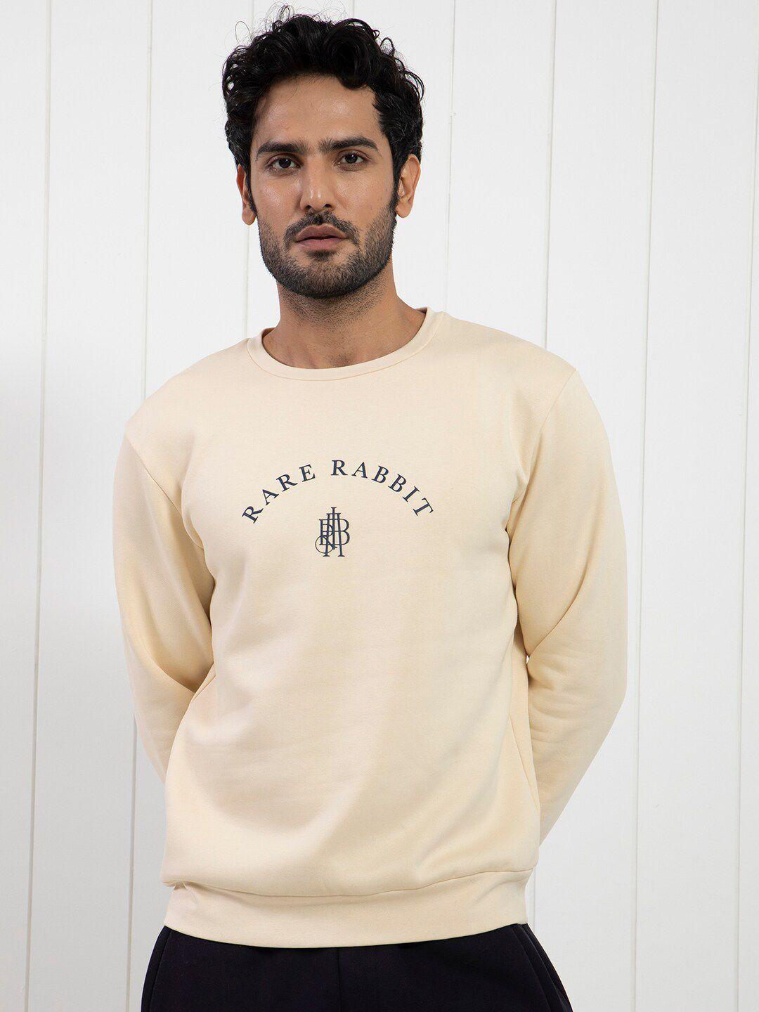 rare rabbit long sleeves typography printed cotton pullover