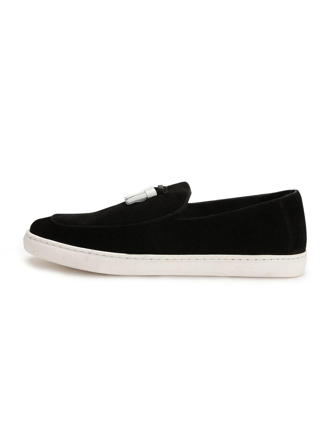 rare rabbit men black leather slip-on sneakers