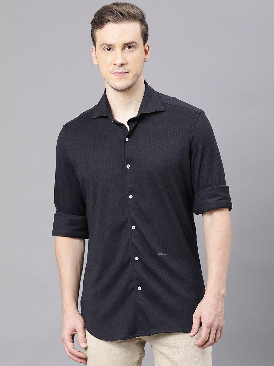 rare rabbit men black opaque casual shirt