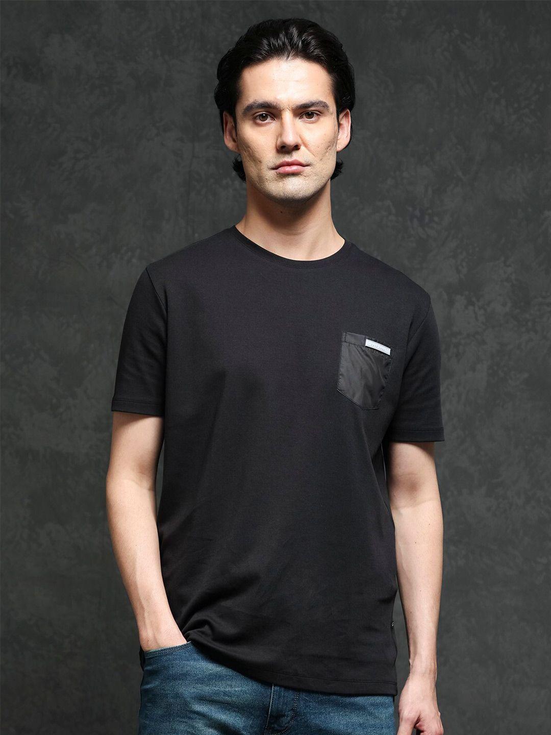 rare rabbit men black pockets slim fit t-shirt