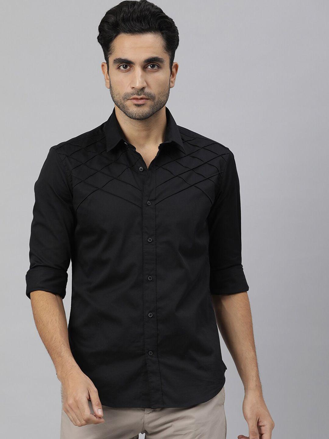 rare rabbit men black slim fit casual shirt