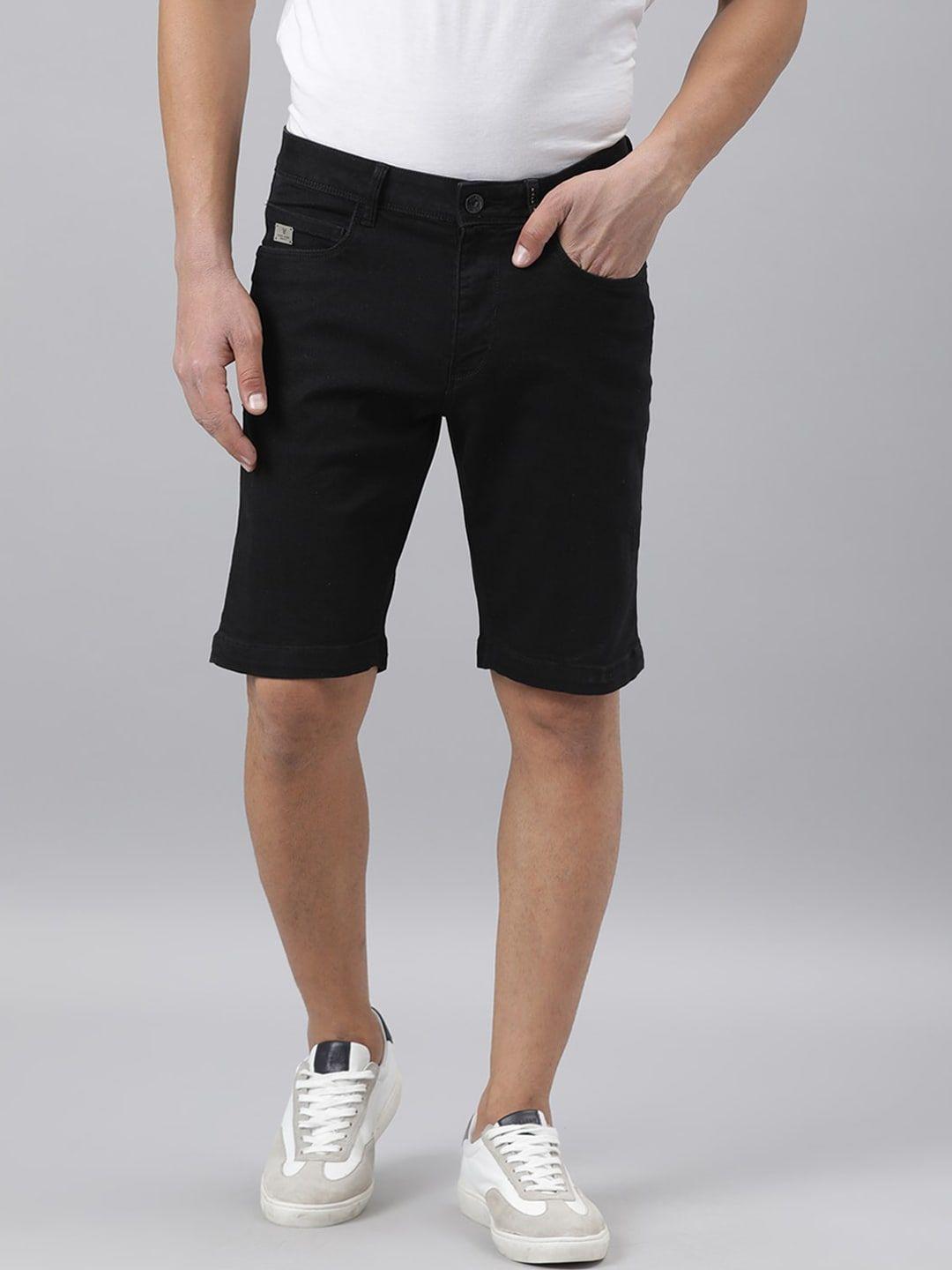 rare rabbit men black slim fit denim shorts