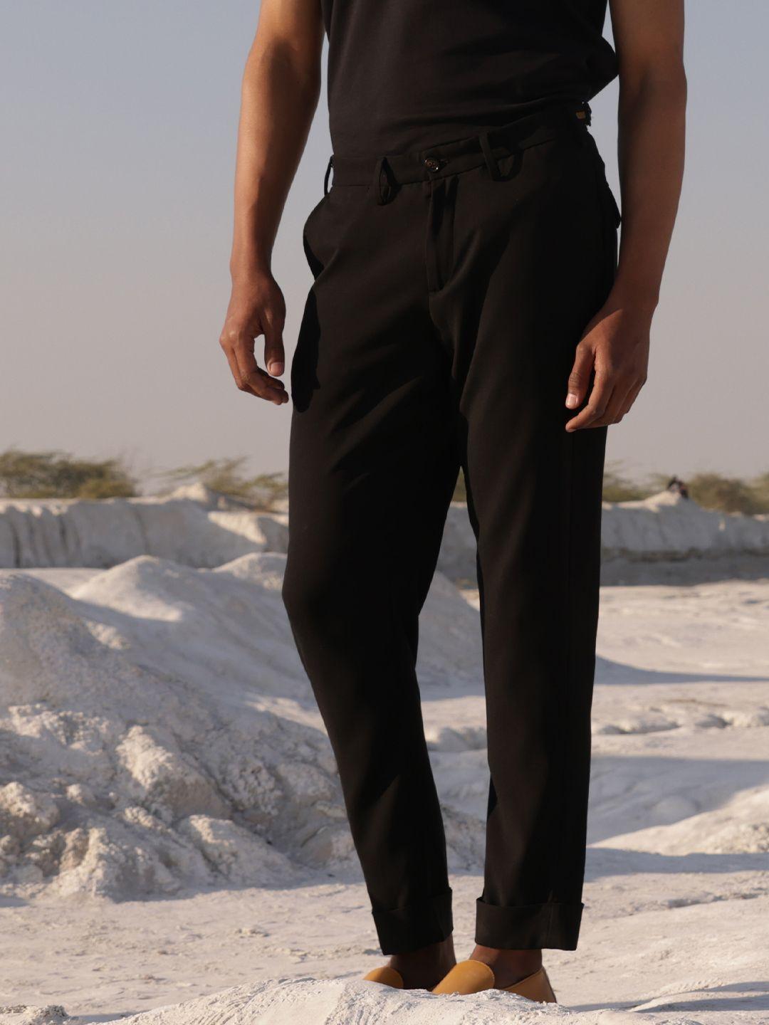 rare rabbit men black tailored slim fit trousers