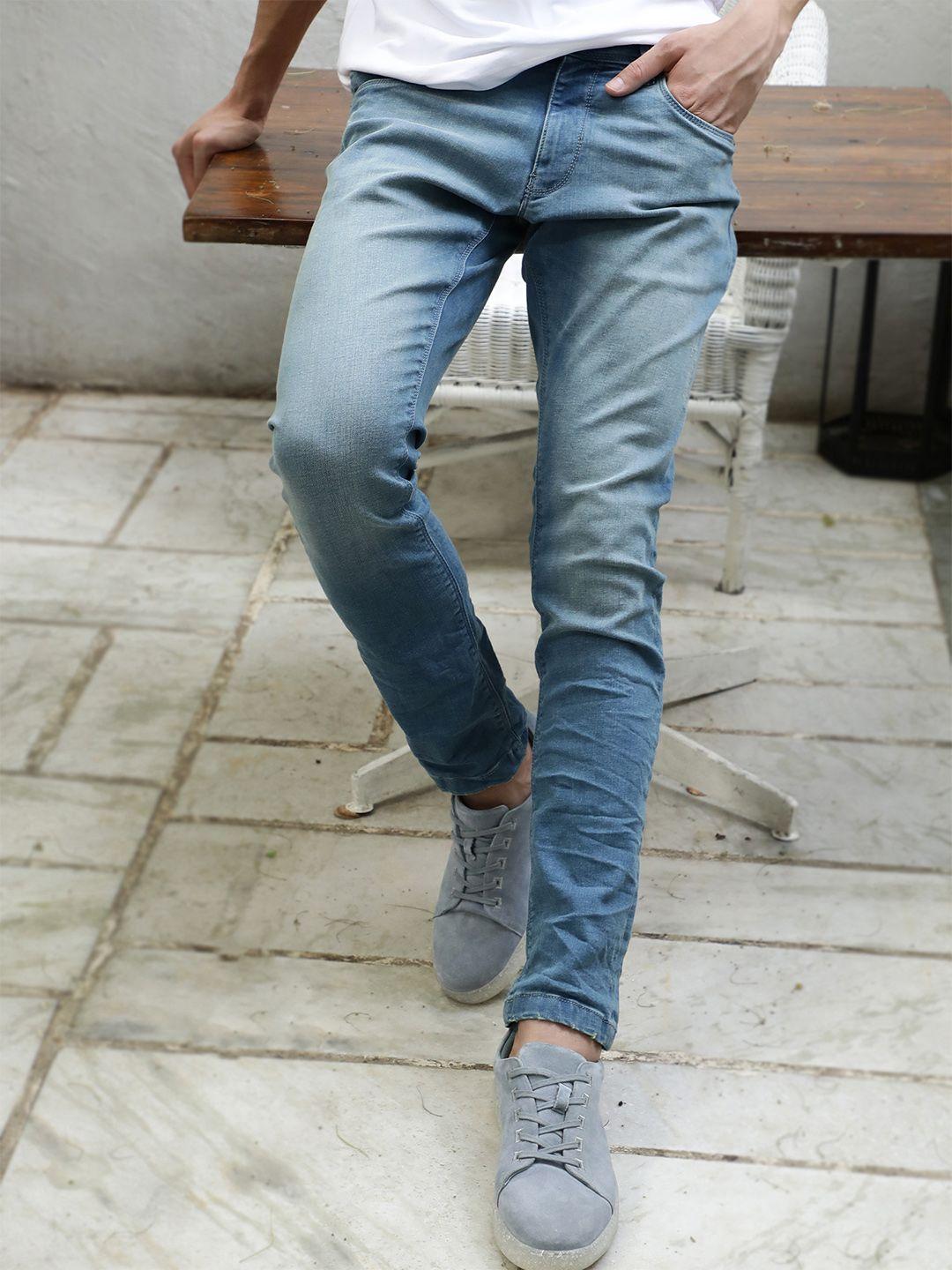 rare rabbit men blue slim fit light fade jeans