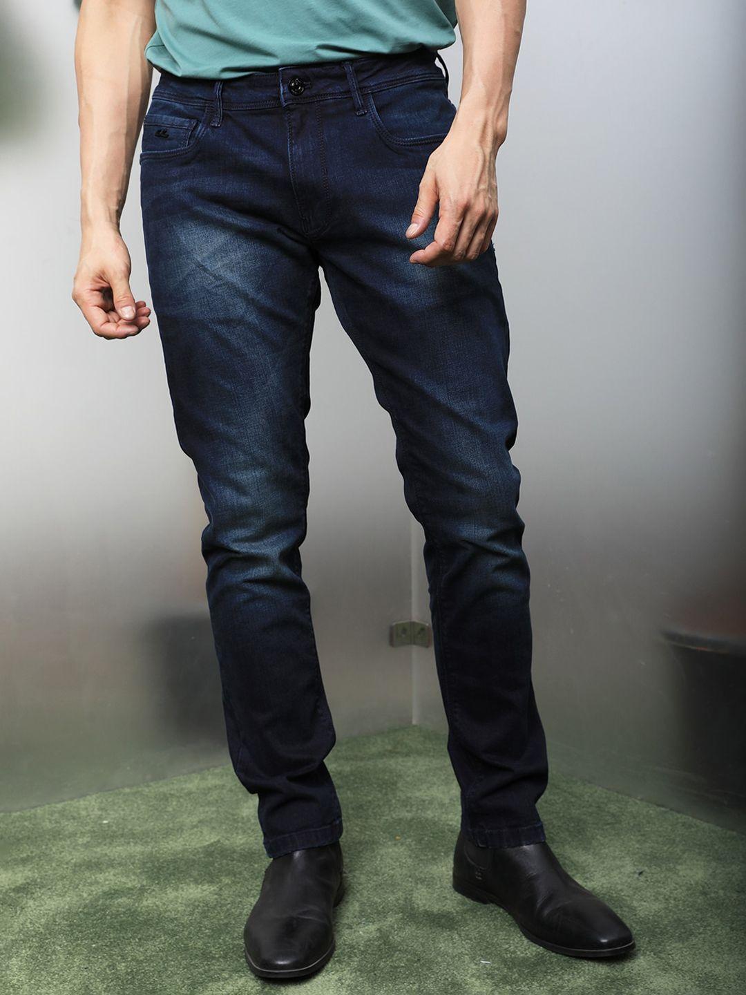 rare rabbit men blue slim fit slash knee light fade jeans