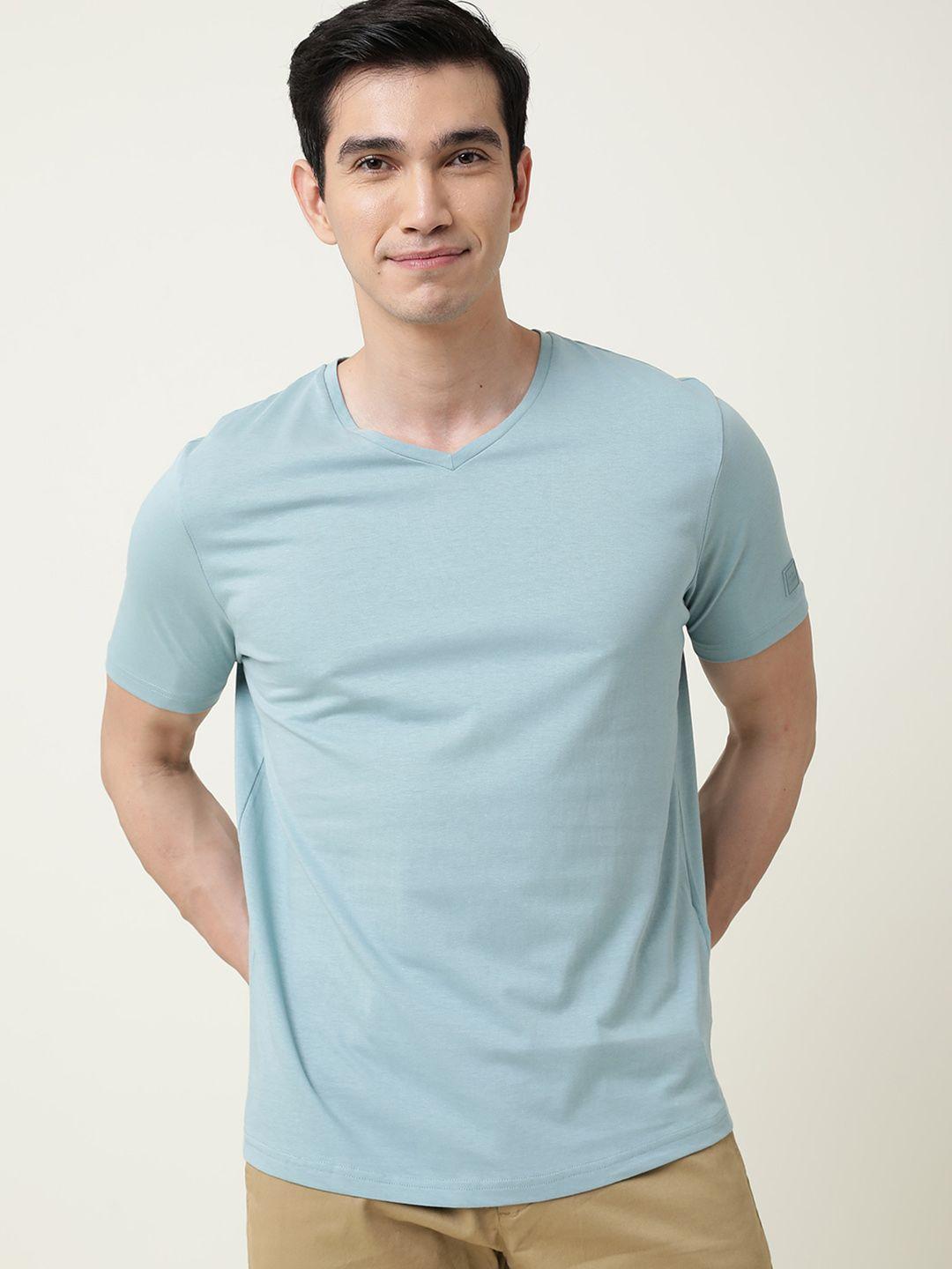 rare rabbit men blue v-neck slim fit t-shirt