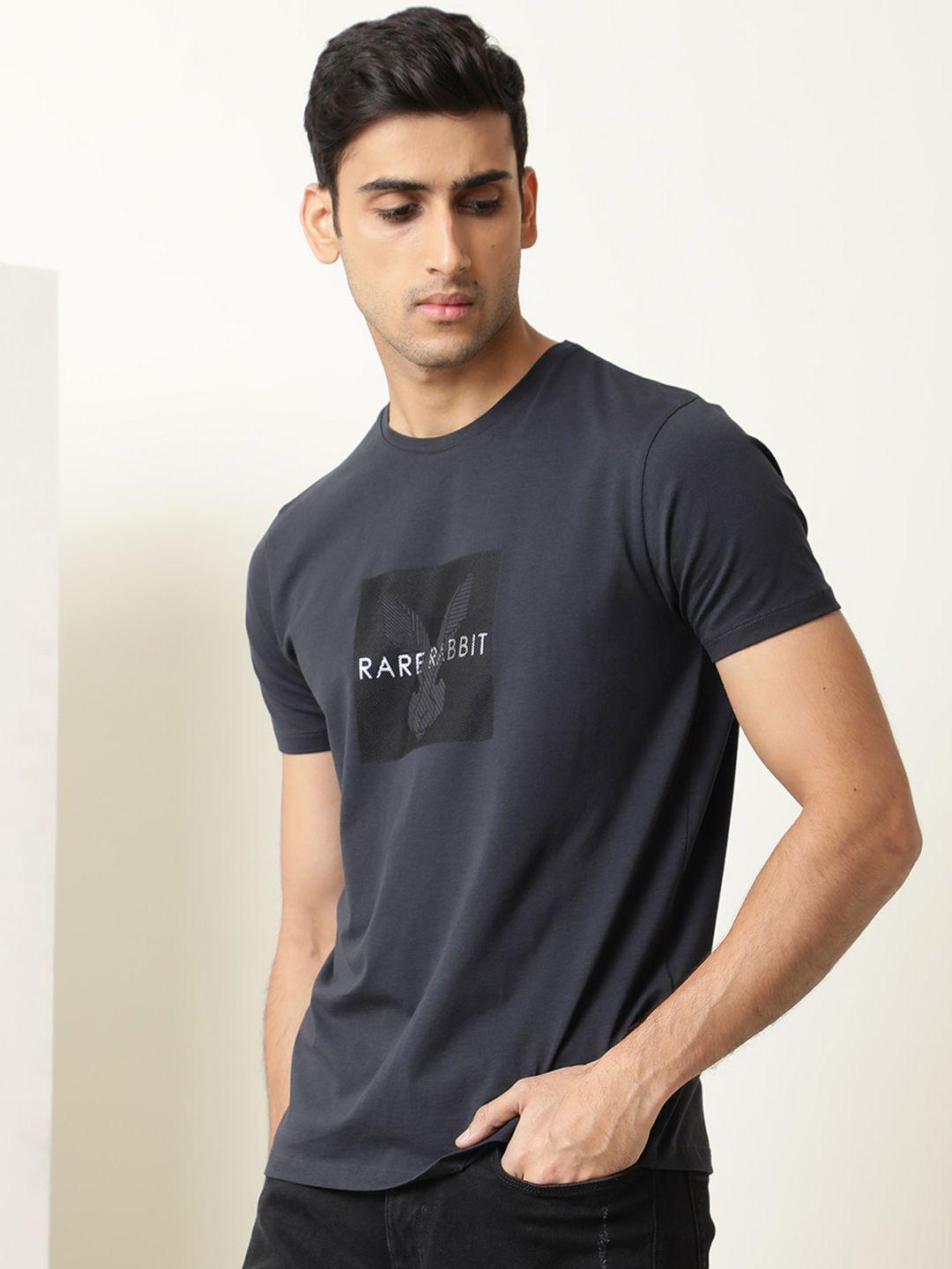 rare rabbit men brand logo printed cotton t-shirt