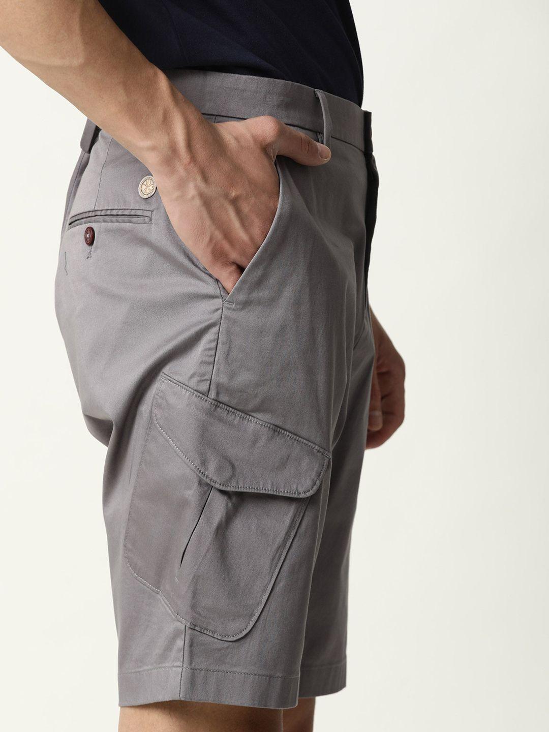 rare rabbit men dark grey slim fit cargo shorts