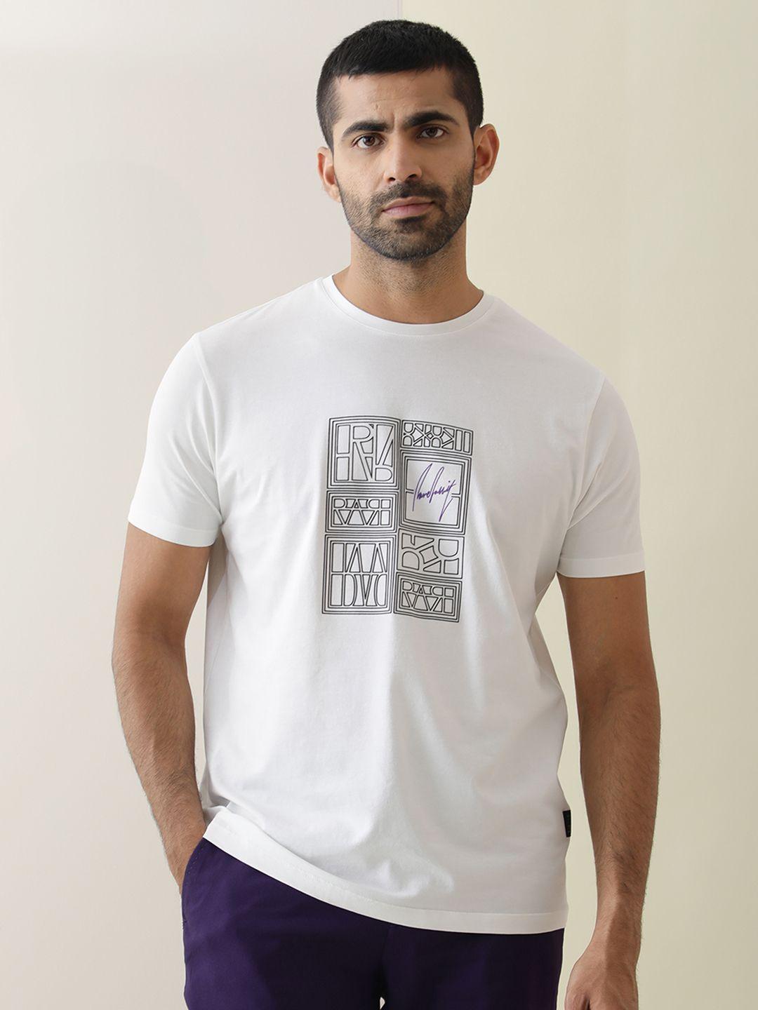 rare rabbit men geometric printed cotton t-shirt