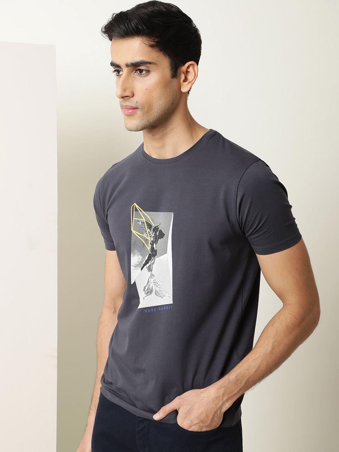 rare rabbit men graphic printed slim fit cotton t-shirt