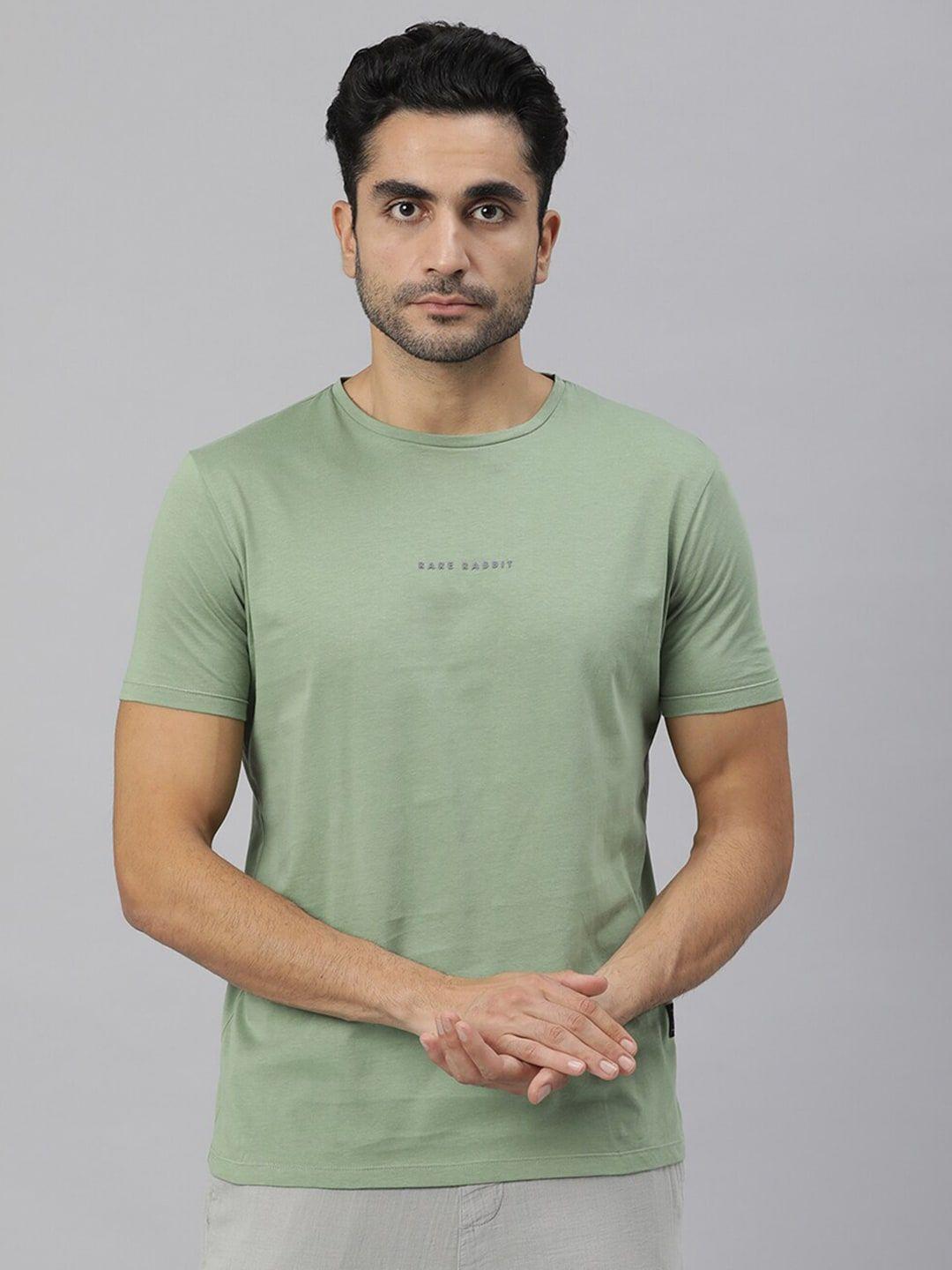 rare rabbit men green pure cotton slim fit t-shirt