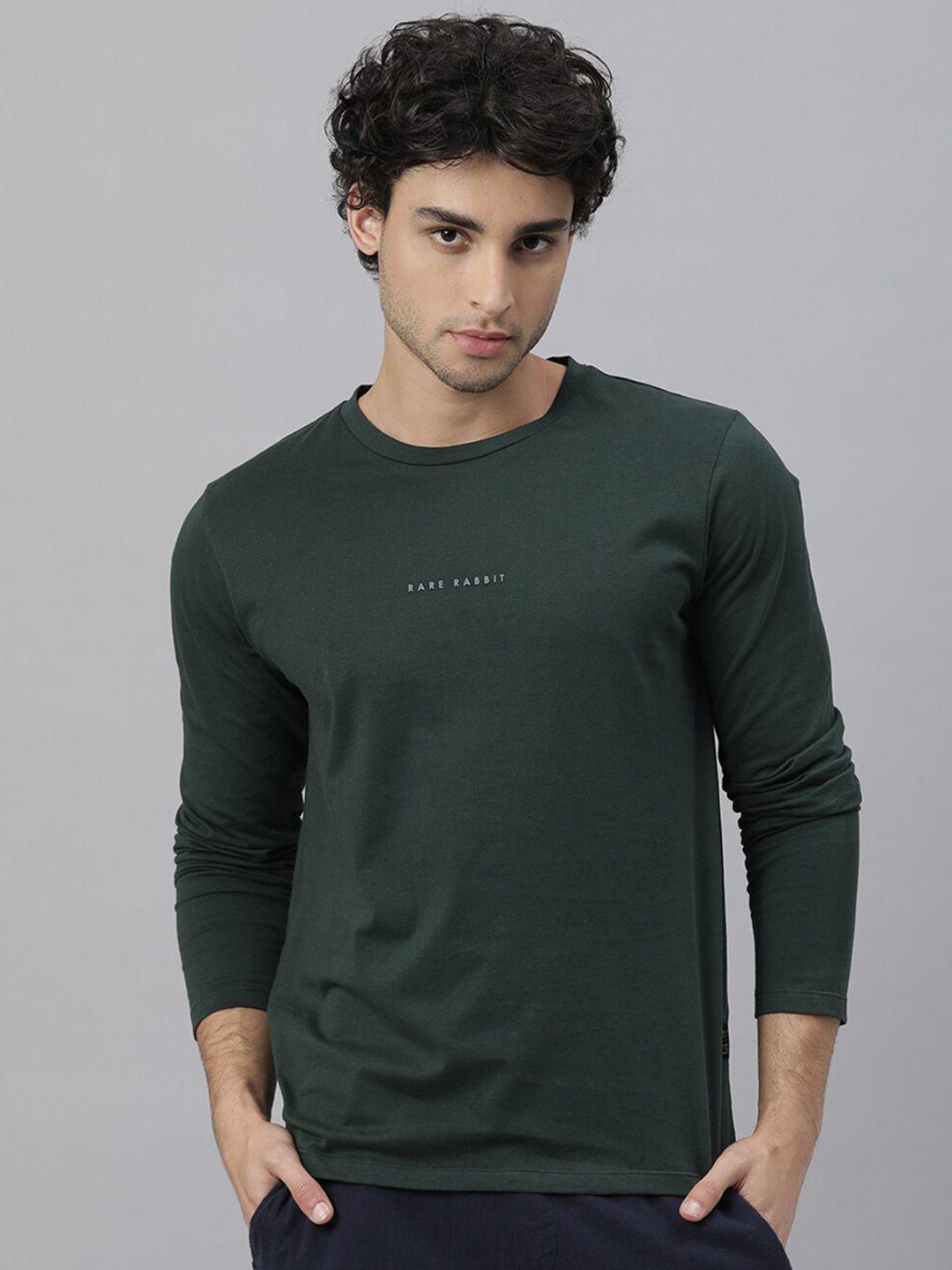 rare rabbit men green pure cotton slim fit t-shirt