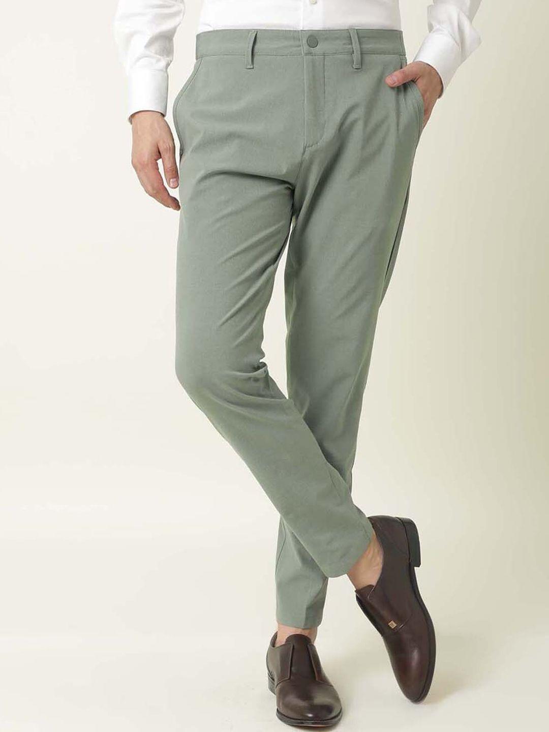 rare rabbit men green slim fit trousers