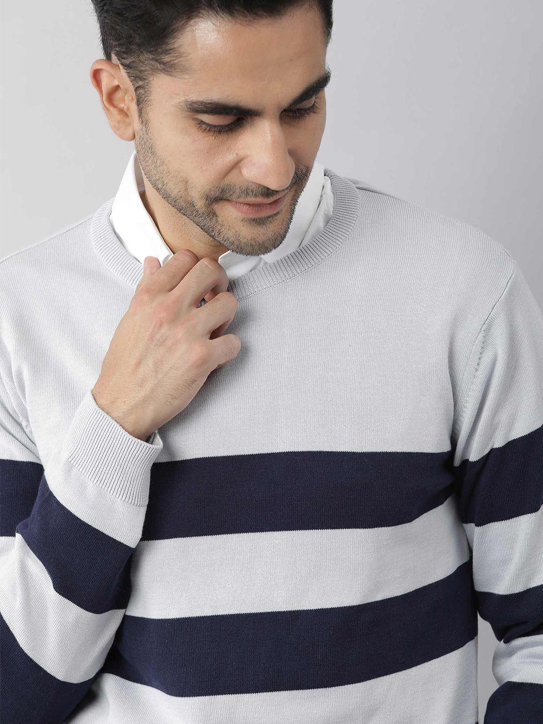 rare rabbit men navy blue & grey striped sweater vest