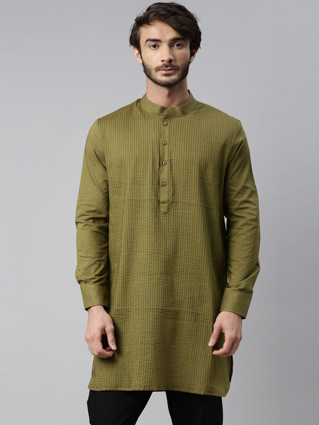 rare rabbit men olive green kurta