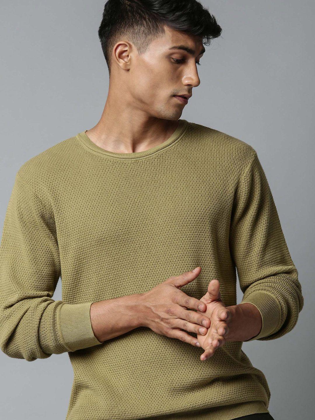 rare rabbit men olive green pullover