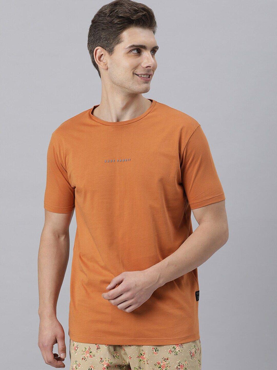rare rabbit men orange pockets slim fit t-shirt