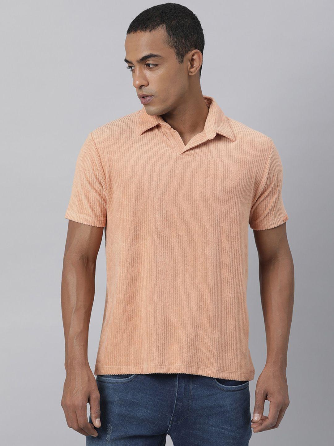 rare rabbit men orange polo collar slim fit t-shirt