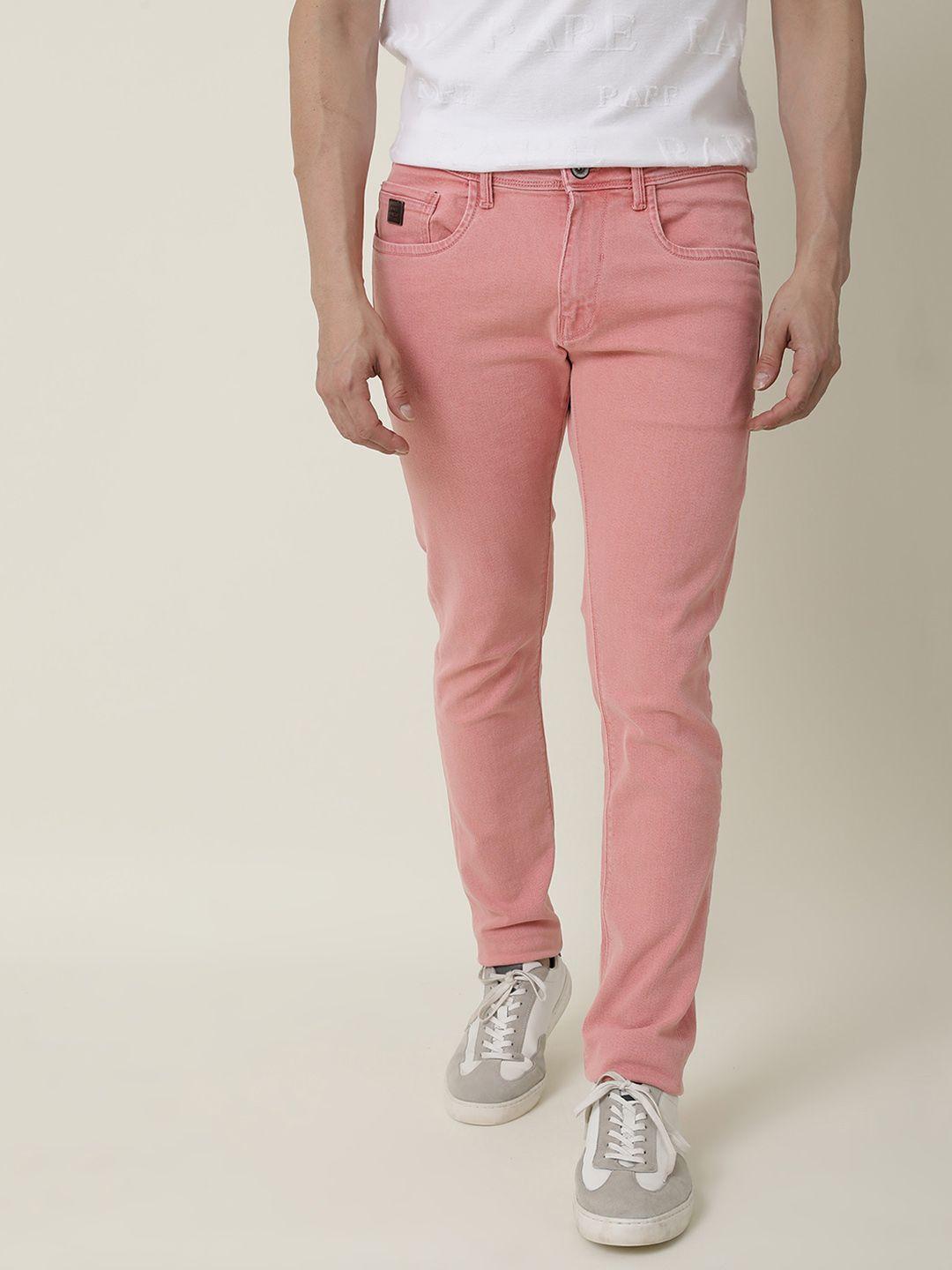 rare rabbit men pink clean look slim fit stretchable jeans