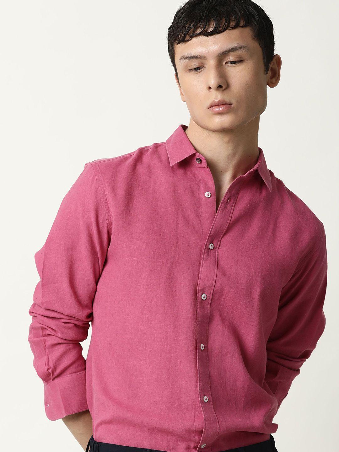 rare rabbit men pink custom slim fit casual shirt