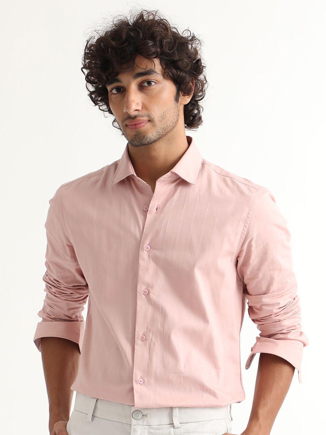 rare rabbit men pink slim fit opaque casual shirt