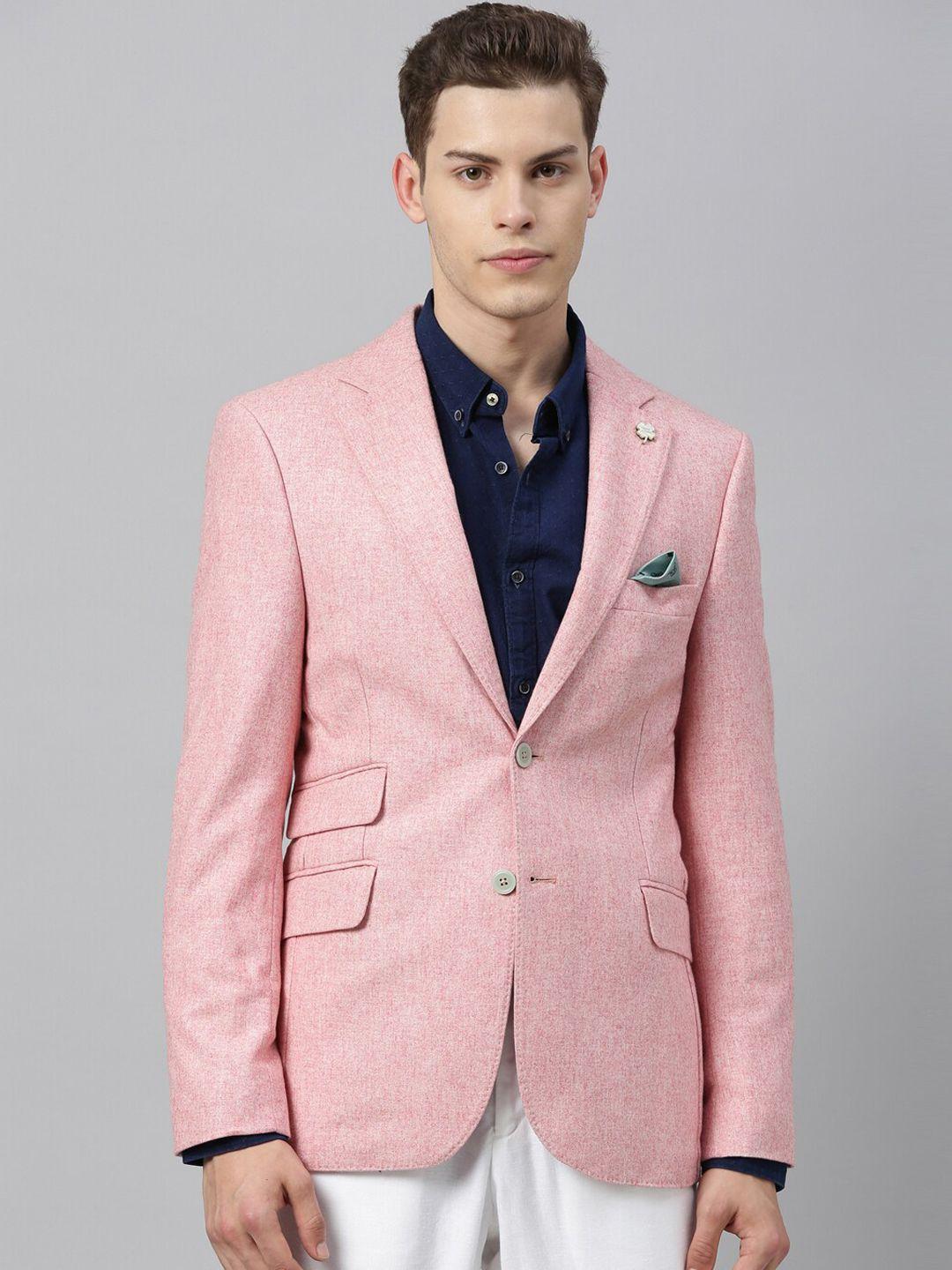rare rabbit men pink solid single-breasted casual blazer