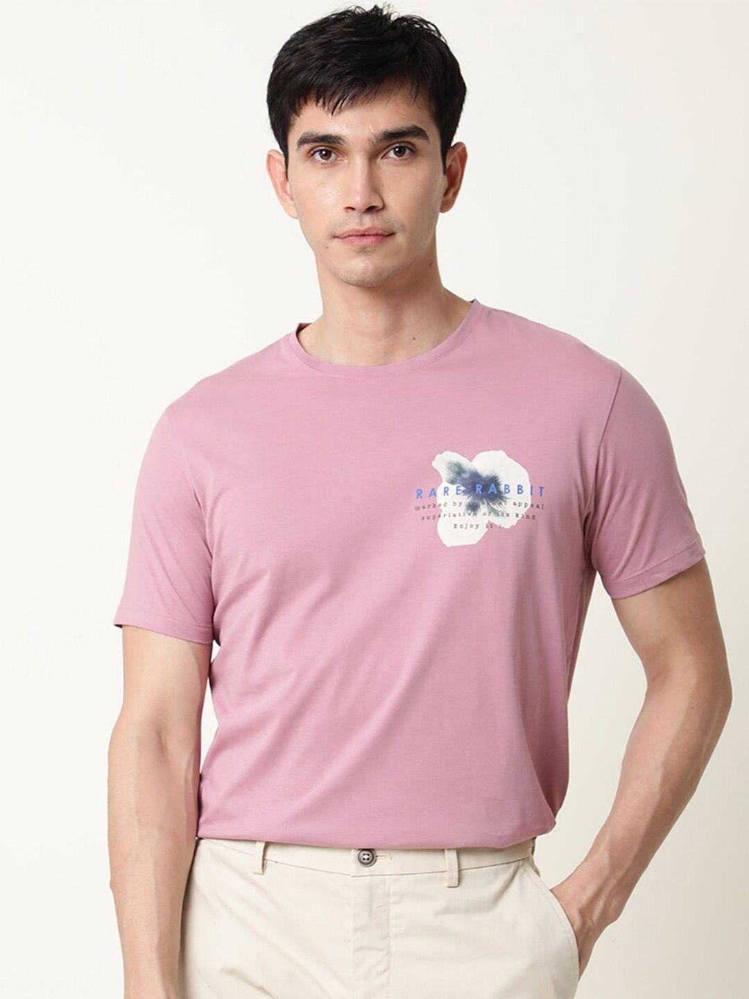 rare rabbit men pink solid slim fit t-shirt