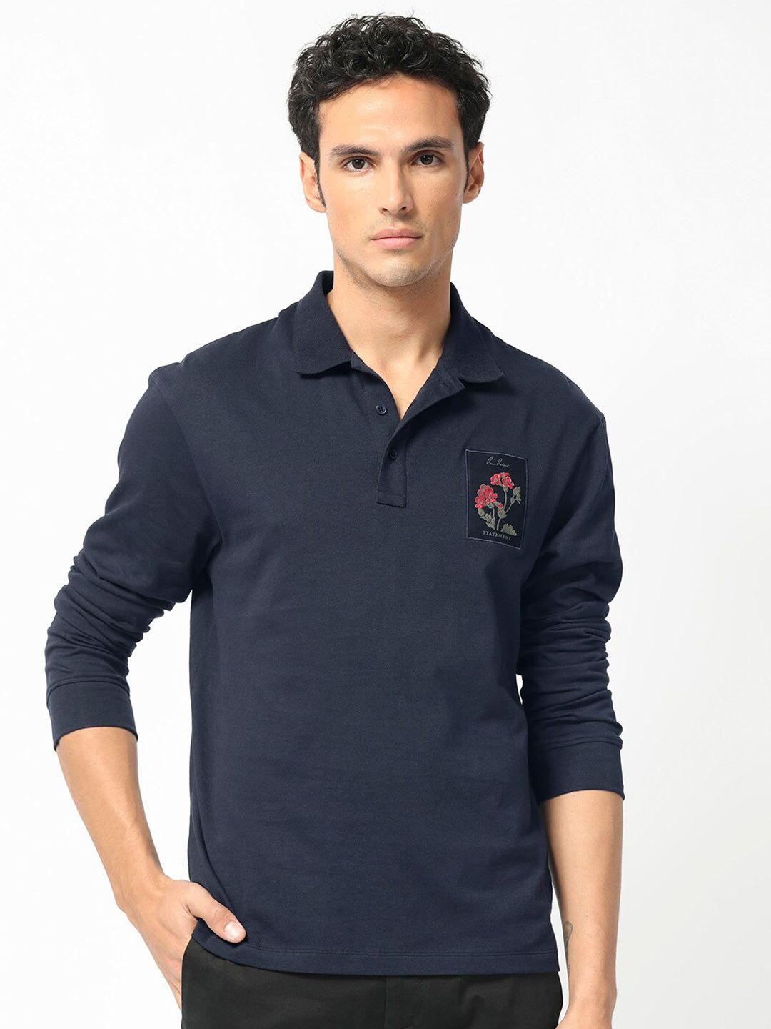 rare rabbit men polo collar slim fit cotton t-shirt