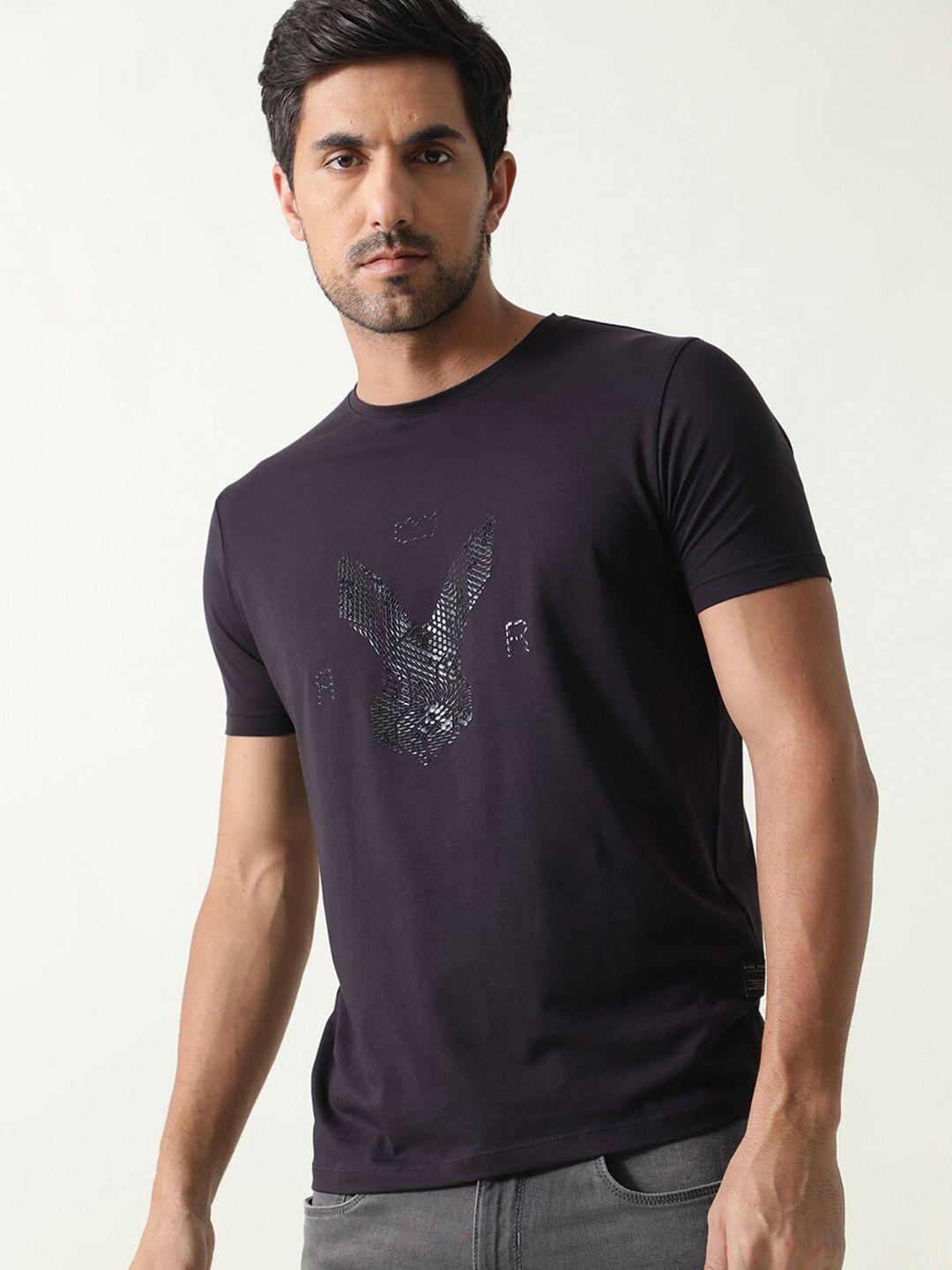 rare rabbit men printed slim fit cotton t-shirt