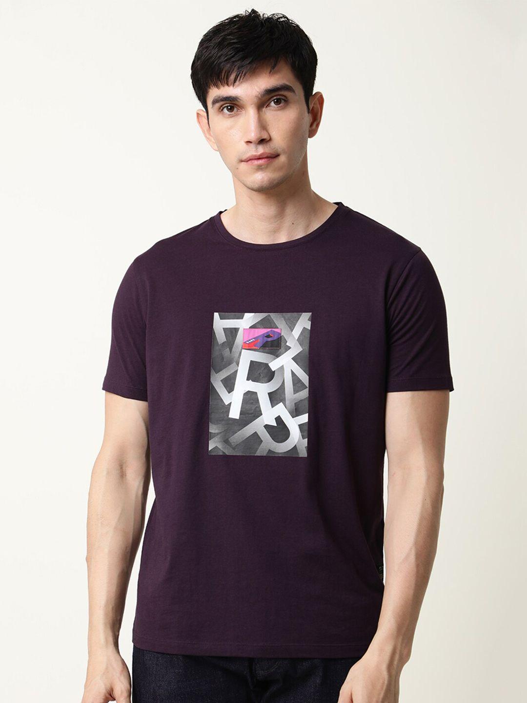 rare rabbit men purple printed slim fit t-shirt