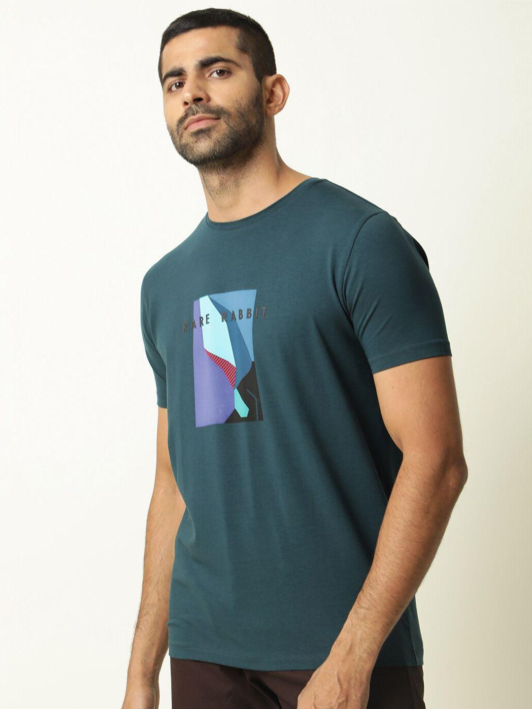 rare rabbit men round neck abstract printed slim fit cotton t-shirt