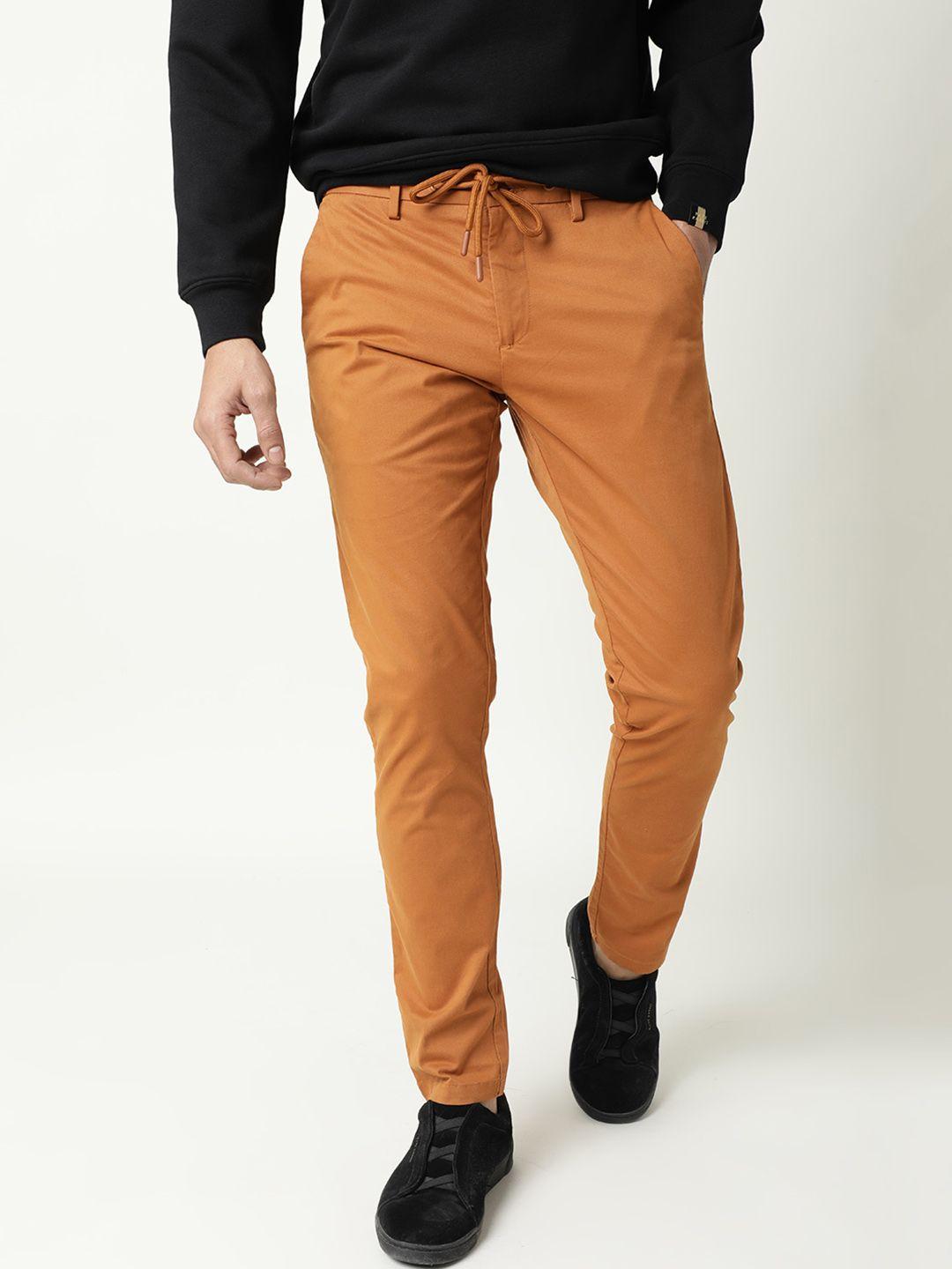 rare rabbit men rust orange slim fit trousers