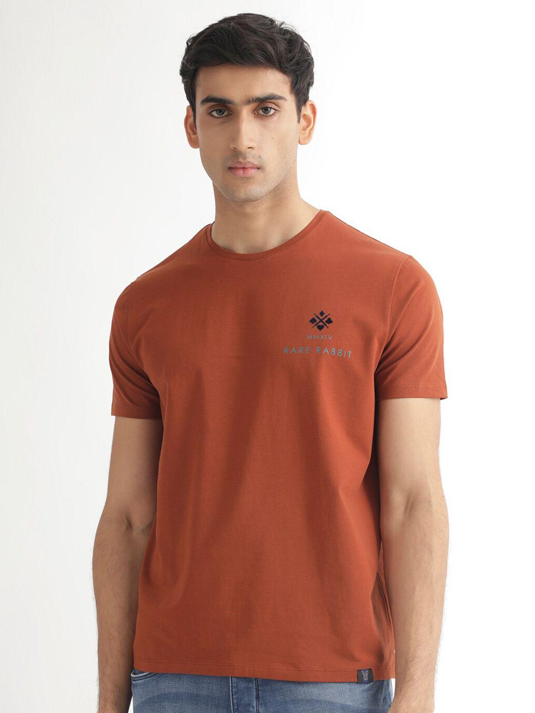 rare rabbit men rust v-neck pockets slim fit t-shirt