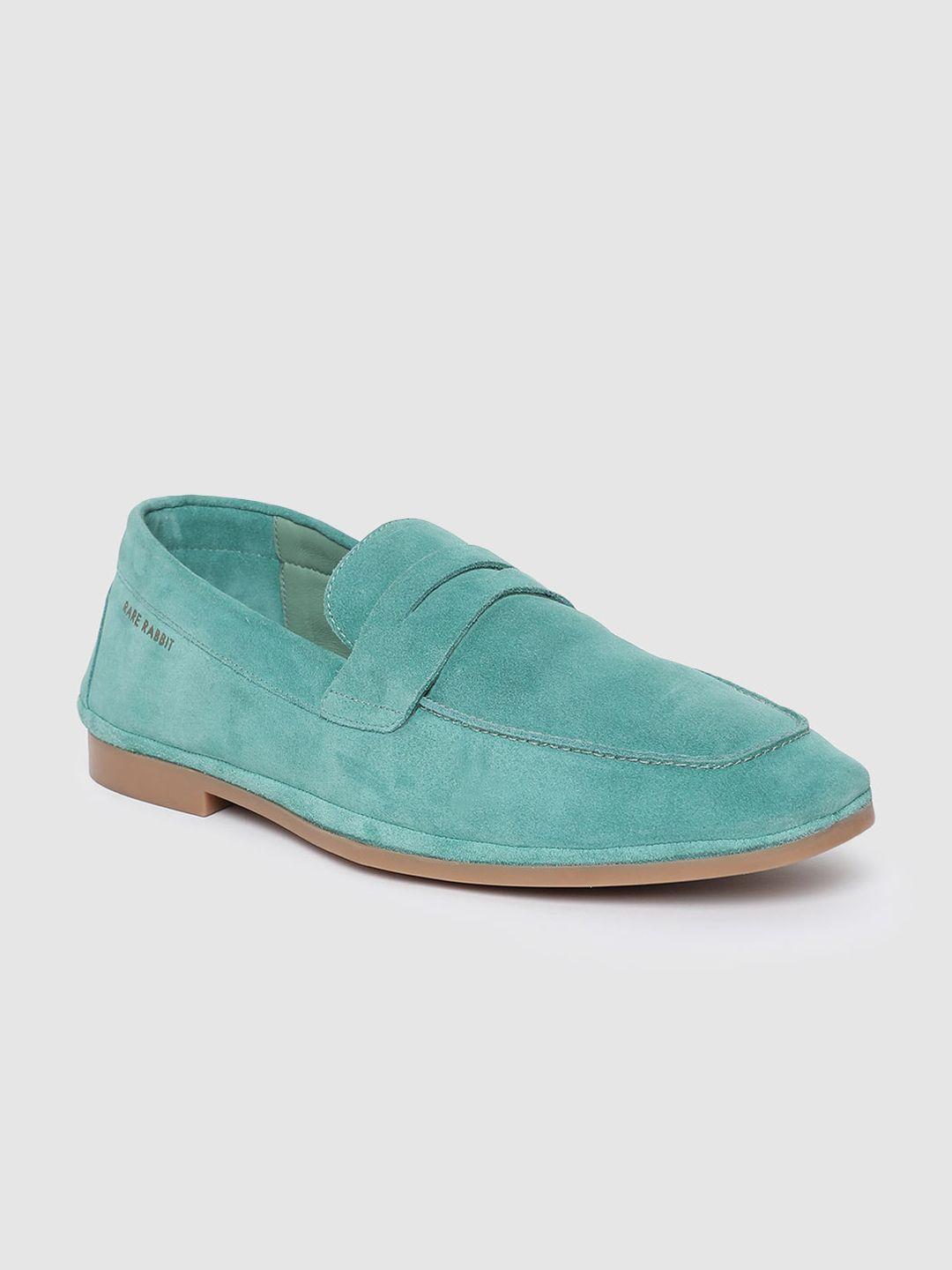 rare rabbit men sea green suede loafers