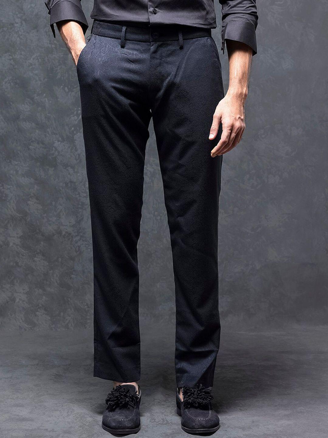 rare rabbit men slim fit flat-front plain chinos trousers