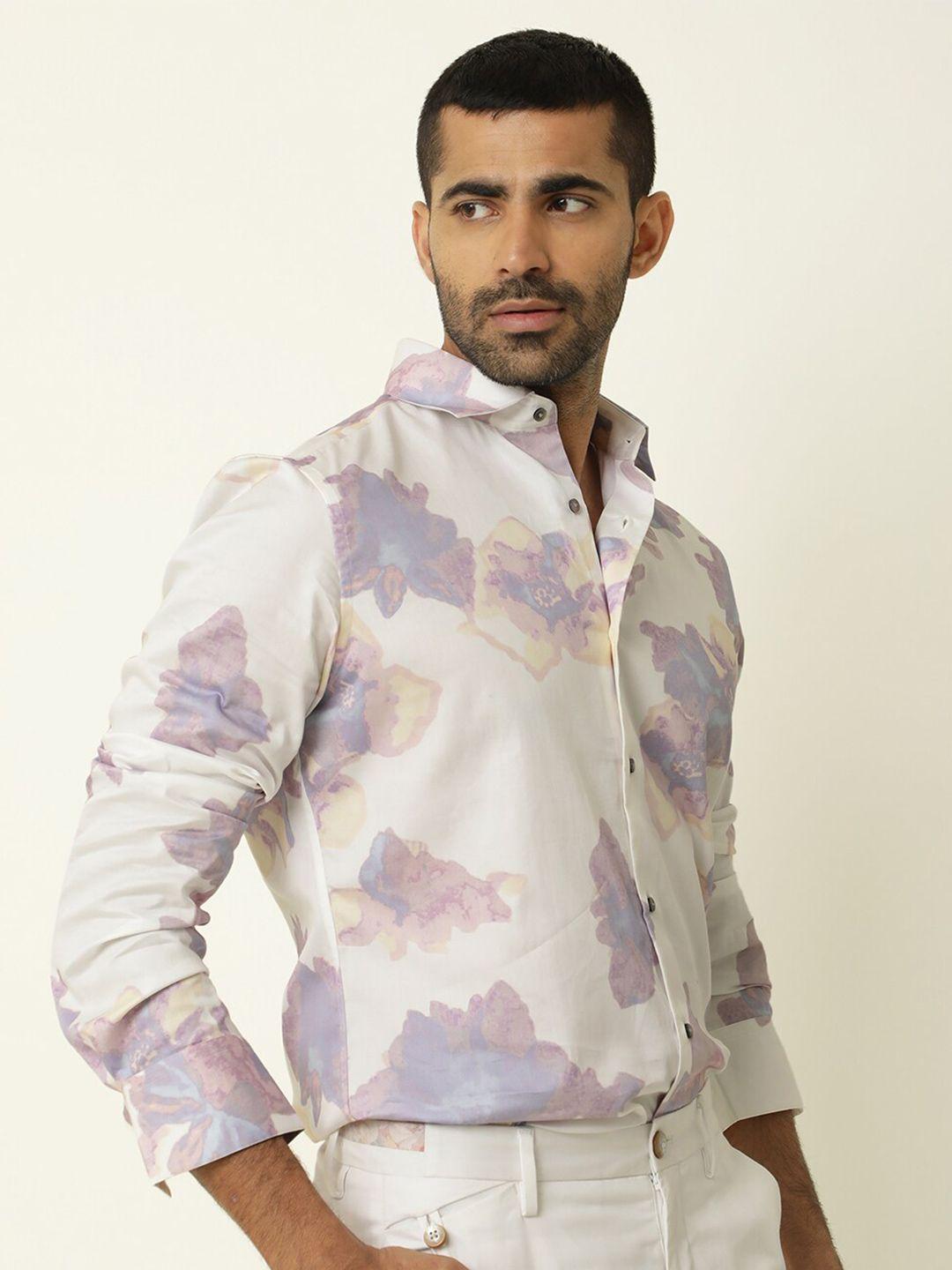 rare rabbit men slim fit printed casual cotton shirt