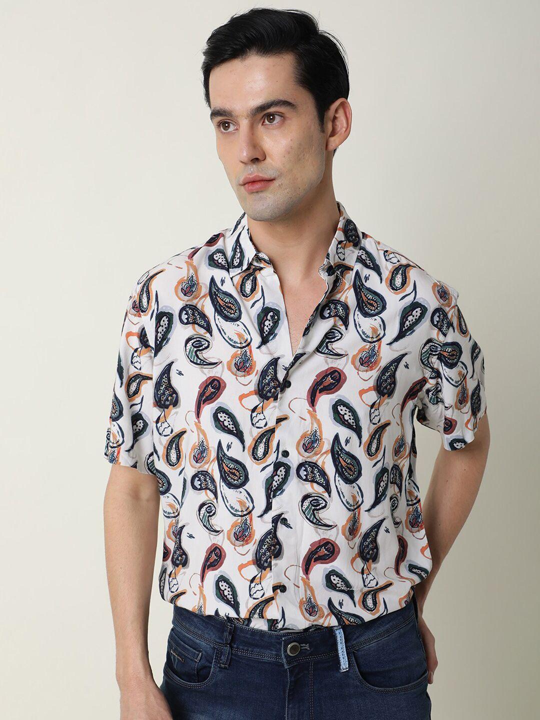 rare rabbit men slim fit printed casual shirt