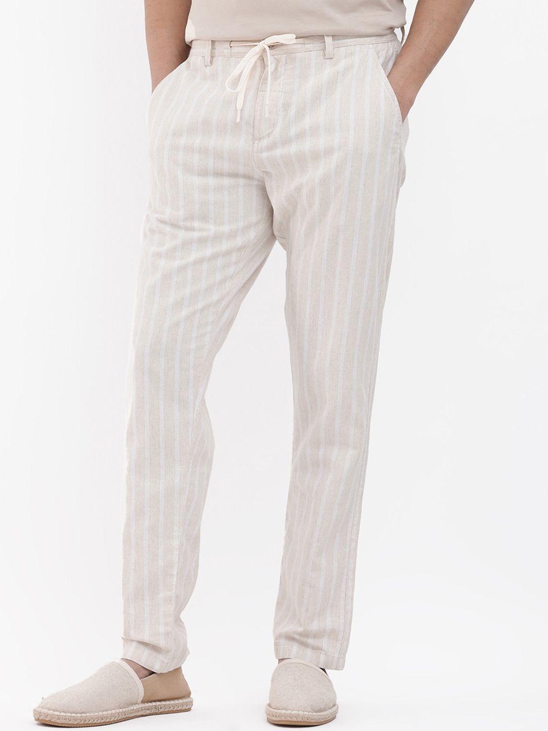 rare rabbit men striped slim fit trousers