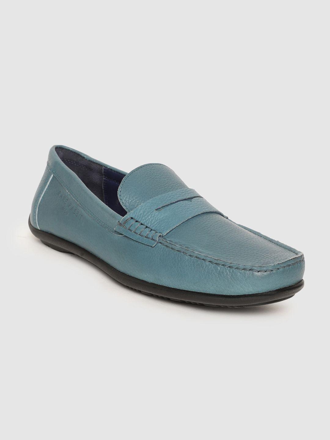 rare rabbit men teal leather loafers