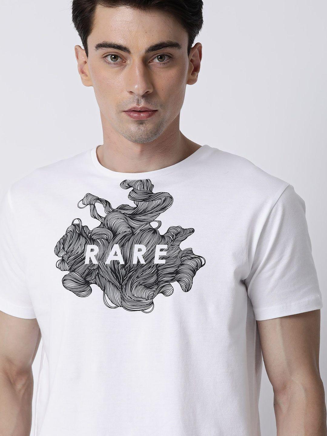 rare rabbit men white & black printed slim fit cotton t-shirt