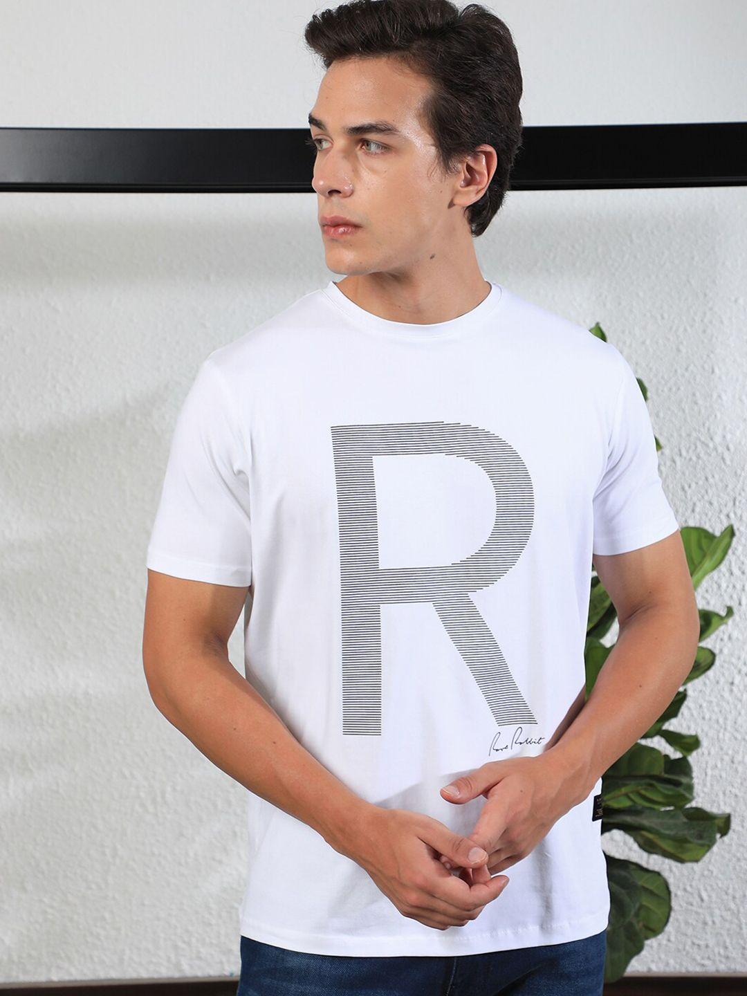 rare rabbit men white printed pockets slim fit t-shirt