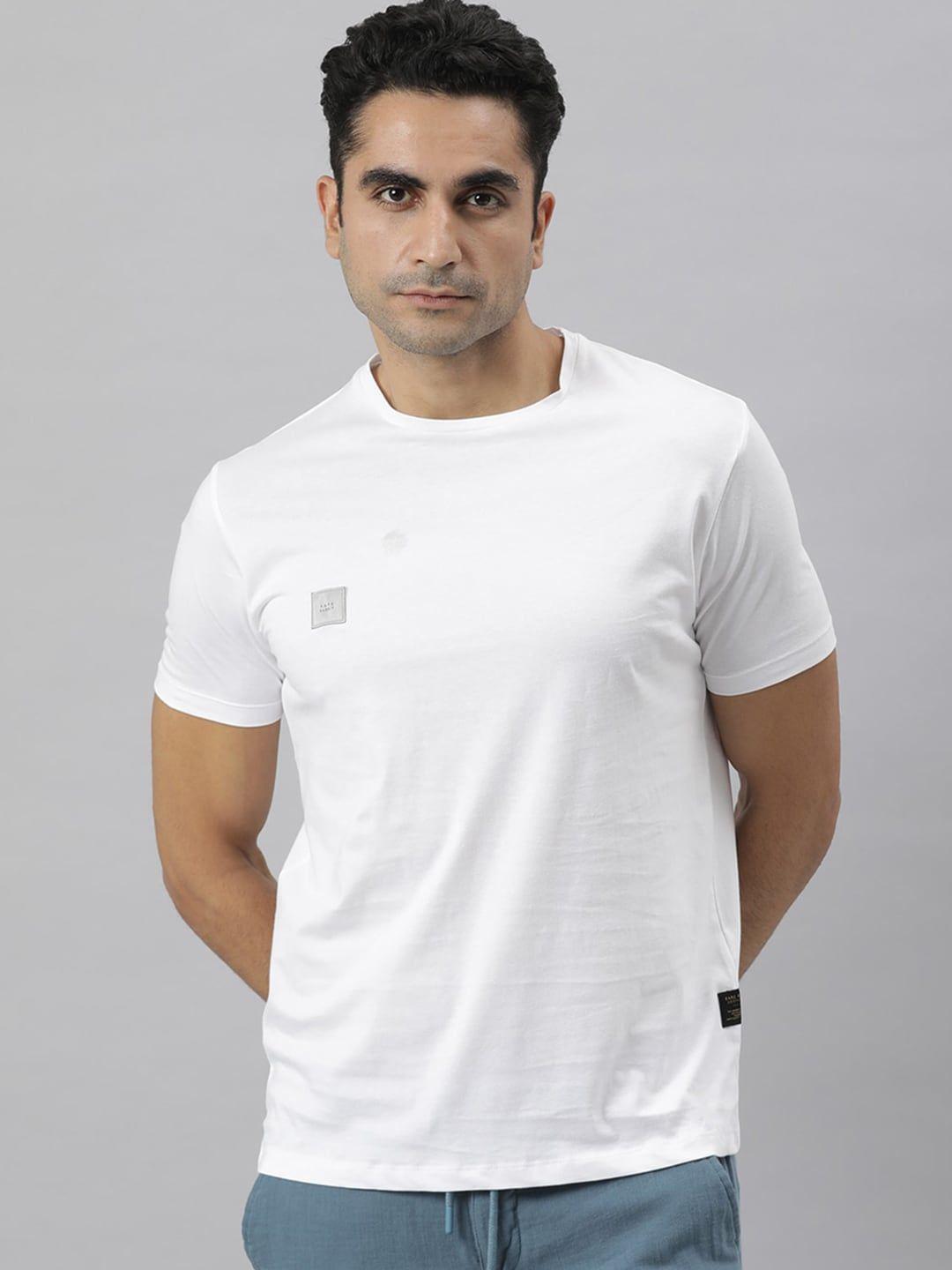 rare rabbit men white pure cotton slim fit t-shirt