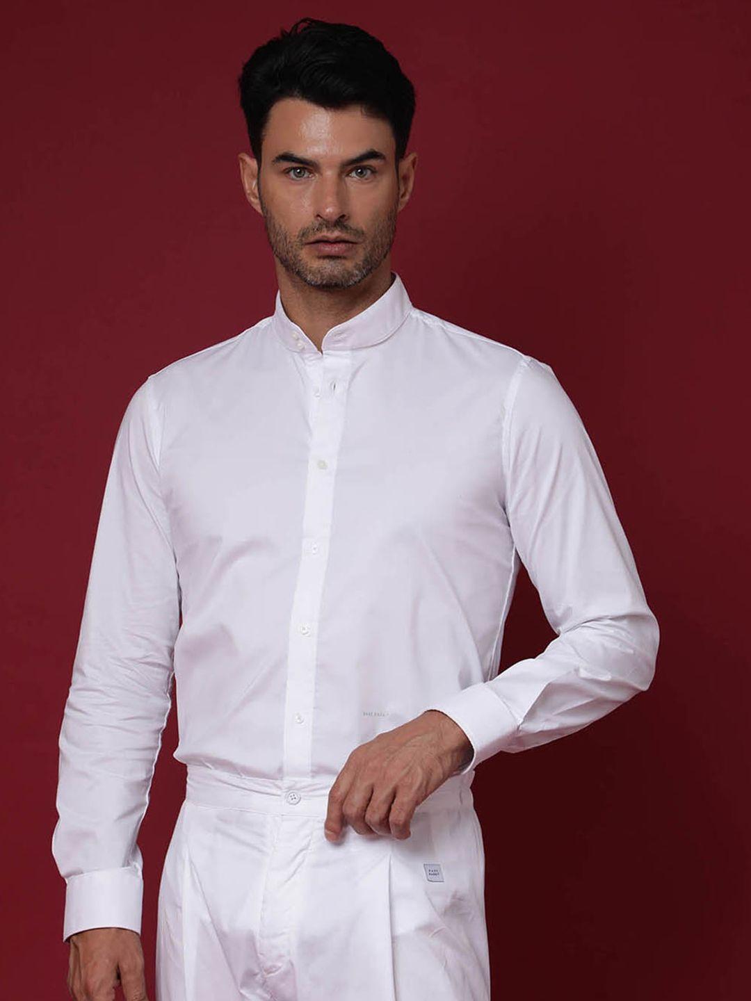 rare rabbit men white slim fit cotton casual shirt