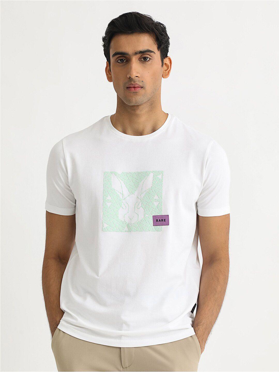 rare rabbit men white v-neck raw edge slim fit t-shirt