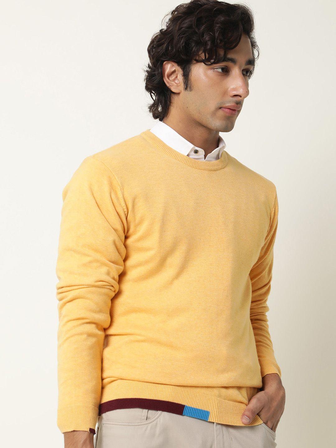 rare rabbit men yellow cotton pullover