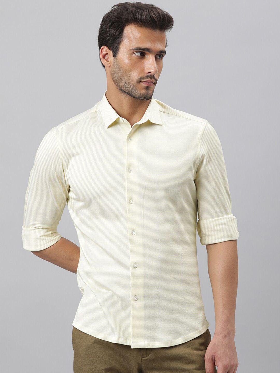 rare rabbit men yellow custom cotton slim fit casual shirt