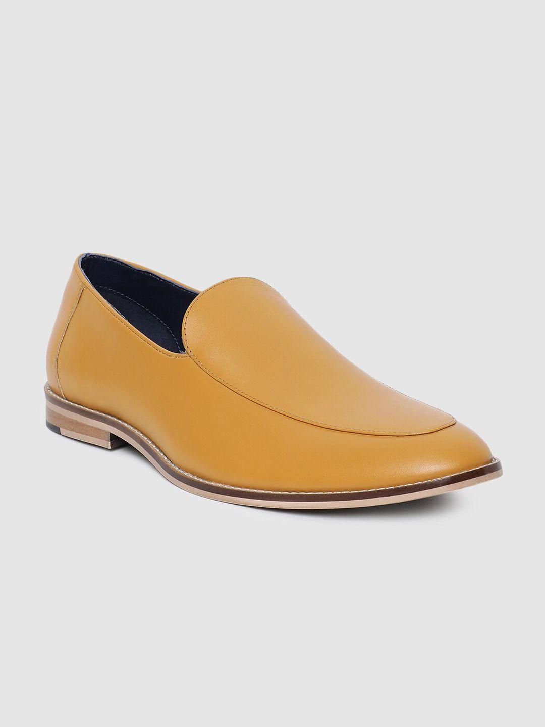 rare rabbit men yellow leather slip-on sneakers